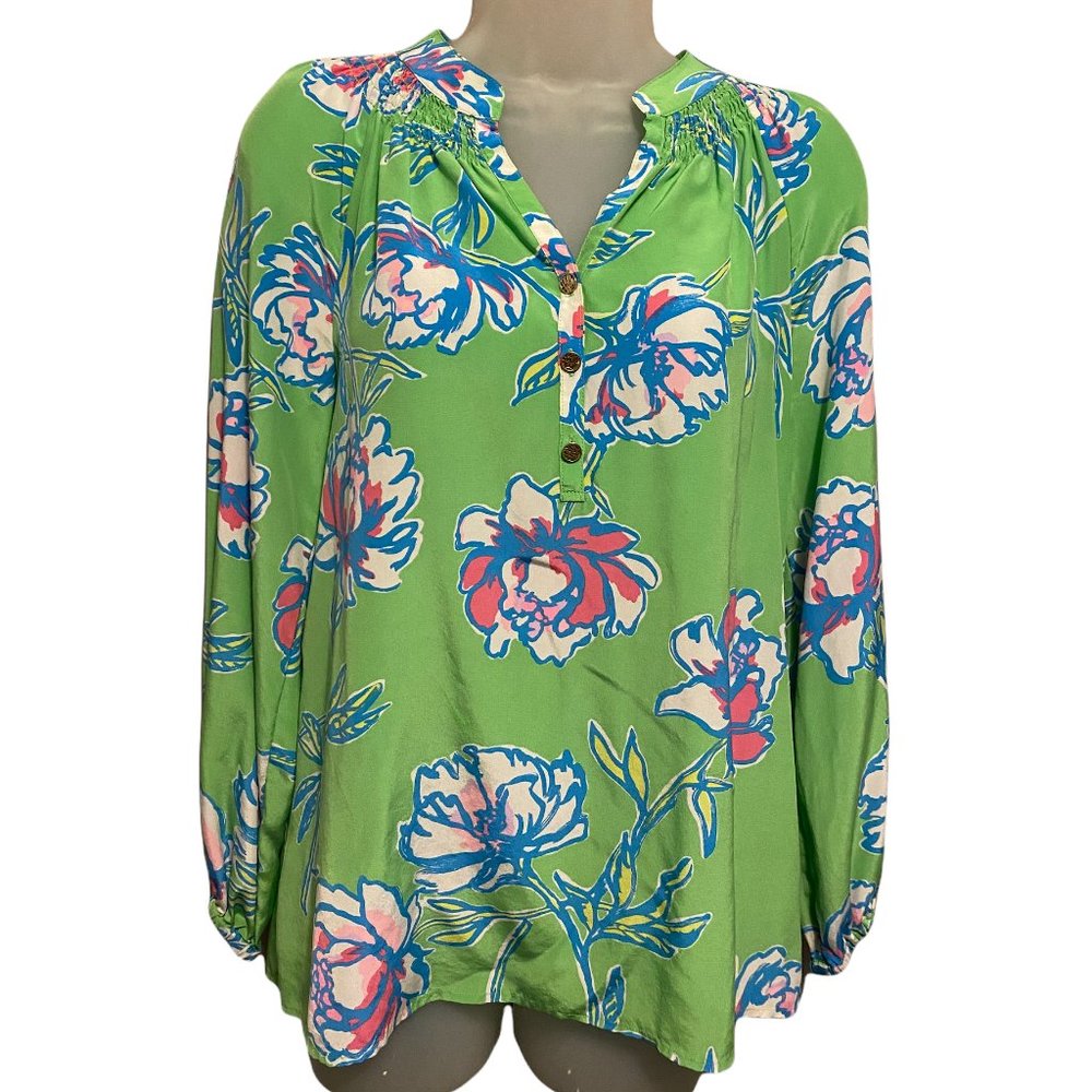 Lilly Pulitzer Elsa Top in Toss the Line New Without Tags size small 100% silk
